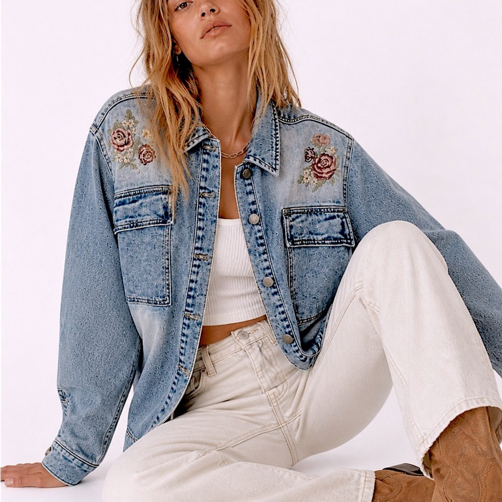 Driftwood DW Steer Head Denim Shacket NWT - Picture 3 of 7